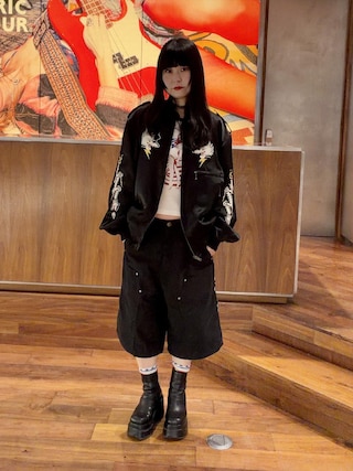 「HYSTERIC GLAMOUR(ヒステリックグラマー)のHYSTERIC STAR ダブルニーハーフパンツ(その他パンツ)」を使った、fukuchanさん(メンズ・154cm)の秋コーディネート