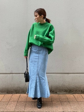 「カラー×コーデ」｜「アイテム（スカート）」を使った、リシークさん（レディース・159cm）の冬コーディネート