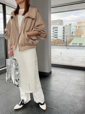 「カラー×コーデ」｜「アイテム（ワンピース）」を使った、リシークさん（レディース・160cm）の春コーディネート