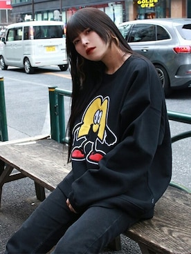 「コーディネート」｜「アイテム（スウェット）」を使った、MFC STORE 原宿さん（レディース・156cm）の冬コーディネート