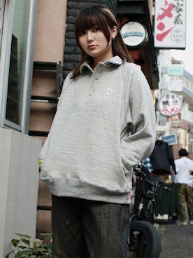「EXAMPLE（エグザンプル）のアイテム（スウェット）」を使った、MFC STORE 原宿さん（メンズ・171cm）の春コーディネート