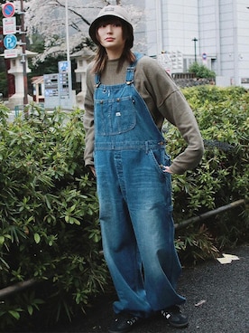 「コーディネート」｜「アイテム（オールインワン・サロペット）」を使った、MFC STORE 原宿さん（レディース・171cm）の春コーディネート