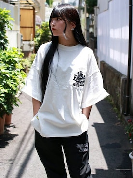 「EXAMPLE（エグザンプル）のアイテム」を使った、MFC STORE 原宿さん（レディース・156cm）の夏コーディネート
