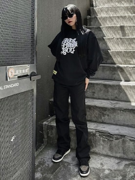 「EXAMPLE（エグザンプル）のアイテム」を使った、MFC STORE 原宿さん（レディース・156cm）の春コーディネート