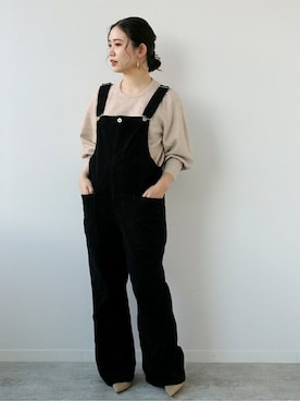 「Simplicite（サンプリシテ）のアイテム（オールインワン・サロペット）」を使った、asakoさん（レディース・153cm）の冬コーディネート