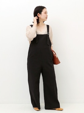 「Simplicite（サンプリシテ）のアイテム（オールインワン・サロペット）」を使った、asakoさん（レディース・153cm）の春コーディネート
