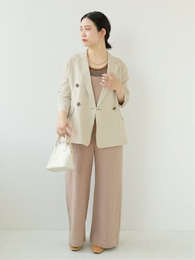 「Simplicite（サンプリシテ）のアイテム（オールインワン・サロペット）」を使った、asakoさん（レディース・153cm）の春コーディネート