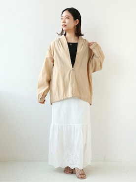 「Simplicite（サンプリシテ）のアイテム（ブルゾン）」を使った、asakoさん（レディース・153cm）の春コーディネート
