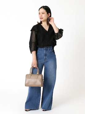 「Simplicite（サンプリシテ）のアイテム（バッグ）」を使った、asakoさん（レディース・153cm）の春コーディネート
