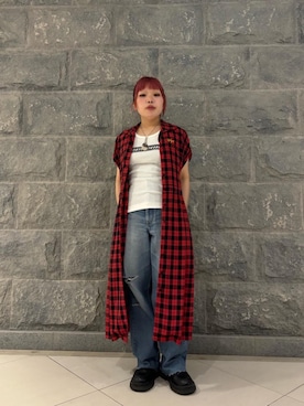 「シャツ 」｜「アイテム（ワンピース/ドレス）」を使った、ニチさん（レディース・152cm）の夏コーディネート