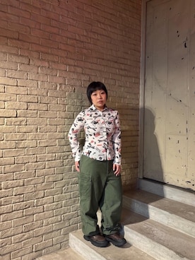 「HYSTERIC GLAMOUR（ヒステリックグラマー）の6ポケットカーゴパンツ（カーゴパンツ）」を使った、ニチさん（レディース・152cm）の秋コーディネート
