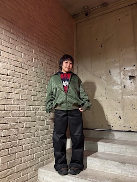 「アイテム（ミリタリージャケット）」を使った、ニチさん（レディース・152cm）の秋コーディネート