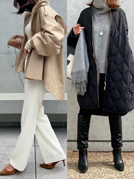 「美シルエット」｜「アイテム（その他アウター）」を使った、STYLEDOORさん（レディース・157cm）の冬コーディネート
