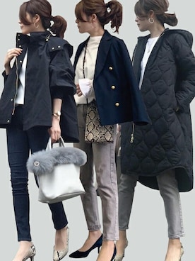「美シルエット」｜「アイテム（その他アウター）」を使った、STYLEDOORさん（レディース・157cm）の冬コーディネート