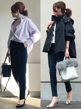「オーバーサイズシャツ」｜「アイテム（ジャケット/アウター）」を使った、STYLEDOORさん（レディース・157cm）の冬コーディネート