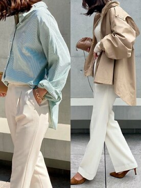 「オーバーサイズシャツ」｜「アイテム（ジャケット/アウター）」を使った、STYLEDOORさん（レディース・157cm）の春コーディネート