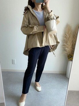 「アイテム（マウンテンパーカー、イエロー系）」を使った、STYLEDOORさん（レディース・160cm）の春コーディネート