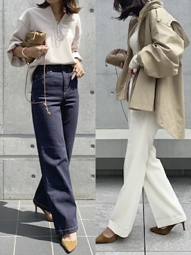 「アイテム（マウンテンパーカー、イエロー系）」を使った、STYLEDOORさん（レディース・157cm）の秋コーディネート