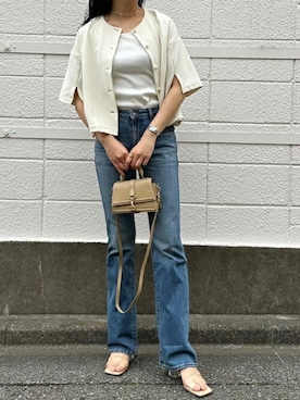 「フレアスリーブ」｜「アイテム（ジャケット/アウター）」を使った、STYLEDOORさん（レディース・165cm）の春コーディネート