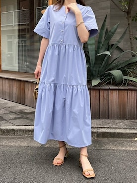 「ライトブルー」｜「アイテム（ワンピース）」を使った、STYLEDOORさん（レディース・158cm）の夏コーディネート