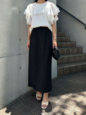 「ラッフルスリーブ」｜STYLEDOORさん（レディース・158cm）の夏コーディネート