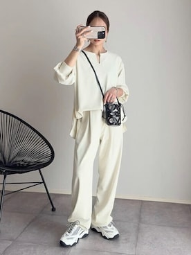 「オフホワイト」｜「アイテム（その他トップス）」を使った、STYLEDOORさん（レディース・157cm）の夏コーディネート