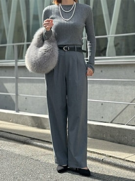 「クルーネックニット」｜STYLEDOORさん（レディース・158cm）の秋コーディネート