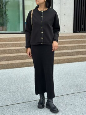 「エマテイラー」｜「アイテム（ノーカラージャケット）」を使った、STYLEDOORさん（レディース・165cm）の秋コーディネート