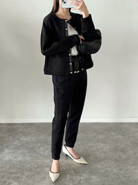 「ノーカラー」｜「アイテム（ノーカラージャケット）」を使った、STYLEDOORさん（レディース・158cm）の冬コーディネート