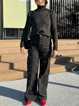 「タートルネック」｜「アイテム（その他トップス）」を使った、STYLEDOORさん（レディース・158cm）の冬コーディネート