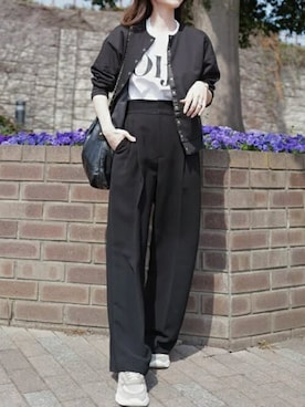 「ノーカラー」｜STYLEDOORさん（レディース・156cm）の春コーディネート