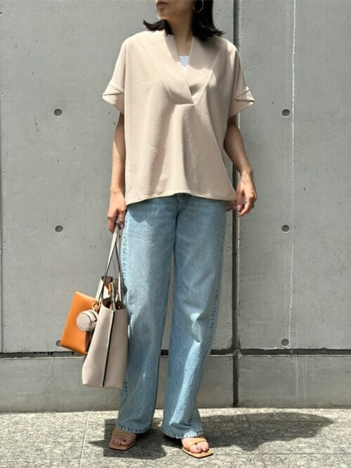 tシャツ カットジョーゼットキーネックオーバープルオーバー レディース カットジョーゼットキーネックオーバープルオーバー Emma Taylor