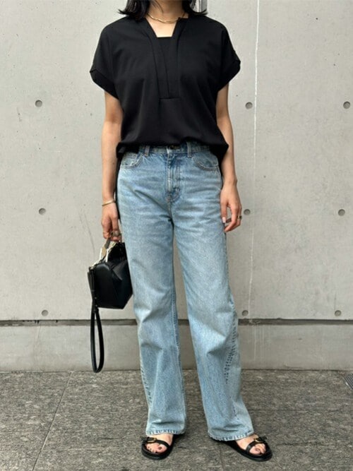 tシャツ ライトダンボールサイドスリットキーネックプルオーバー レディース Emma Taylor tシャツ ライトダンボールサイドスリットキーネック