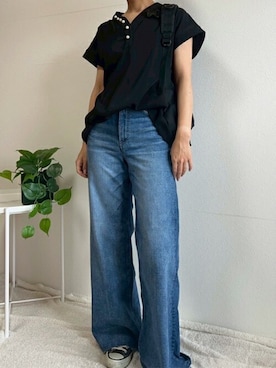 「Vネック」｜STYLEDOORさん（レディース・158cm）の夏コーディネート