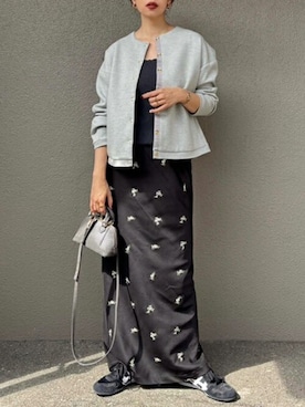 「アイテム（ノーカラージャケット）」を使った、STYLEDOORさん（レディース・163cm）の秋コーディネート