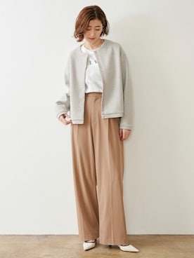 「アイテム（ノーカラージャケット）」を使った、STYLEDOORさん（レディース・166cm）の秋コーディネート