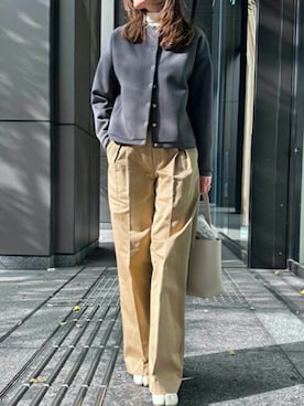 「アイテム（ノーカラージャケット）」を使った、STYLEDOORさん（レディース・161cm）の秋コーディネート