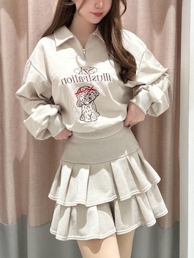 「フェミニン 」｜「アイテム（スウェット）」を使った、𝐦𝐢𝐲𝐮さん（レディース・162cm）の春コーディネート