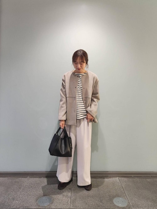 le.coeur blanc ニットビーバーノーカラーミドルコート　2点 ニットビーバーノーカラーミドルコート/le.coeur blanc(ルクールブラン