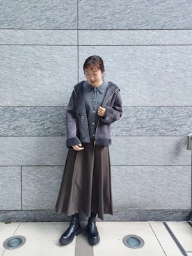 「アイテム（ムートンコート）」を使った、kawakamiさん（レディース・167cm）の冬コーディネート