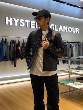「HYSTERIC GLAMOUR（ヒステリックグラマー）のアイテム（ライダースジャケット）」を使った、yamaguchi.fさん（メンズ・171cm）の秋コーディネート
