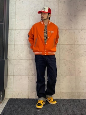「アイテム（ブルゾン、オレンジ系）」を使った、yamaguchi.fさん（メンズ・171cm）の秋コーディネート