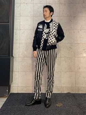 「HYSTERIC GLAMOUR（ヒステリックグラマー）のアイテム（MA-1）」を使った、yamaguchi.fさん（メンズ・171cm）の冬コーディネート