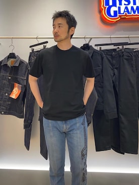 「HYSTERIC GLAMOUR（ヒステリックグラマー）のCIRCLE HEAD Tシャツ2PACS（Tシャツ/カットソー）」を使った、yamaguchi.fさん（メンズ・171cm）の夏コーディネート