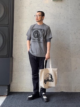 「HYSTERIC GLAMOUR（ヒステリックグラマー）のトートバッグ（トートバッグ、ブラック系）」を使った、yamaguchi.fさん（メンズ・170cm）の春コーディネート
