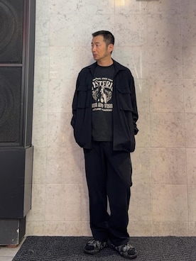 「HYSTERIC GLAMOUR（ヒステリックグラマー）のLADYLAND ACADEMY Tシャツ（Tシャツ/カットソー、ブラック系）」を使った、yamaguchi.fさん（メンズ・170cm）の夏コーディネート