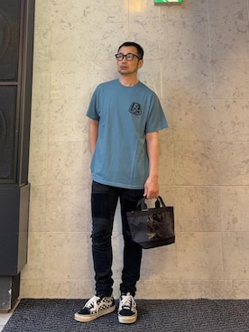 「HYSTERIC GLAMOUR（ヒステリックグラマー）のTARP ミニトートバッグ（トートバッグ、ブラック系）」を使った、yamaguchi.fさん（メンズ・170cm）の夏コーディネート