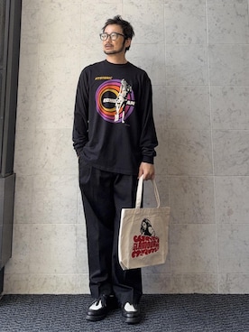 「HYSTERIC GLAMOUR（ヒステリックグラマー）のトートバッグ（トートバッグ、レッド系）」を使った、yamaguchi.fさん（メンズ・170cm）の秋コーディネート