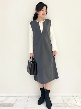 「インデックス」｜「アイテム（ワンピース/ドレス）」を使った、index スタッフさん（レディース・156cm）の冬コーディネート