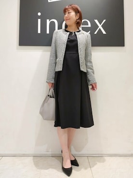 「index（インデックス）のアイテム（ノーカラージャケット）」を使った、index スタッフさん（レディース・162cm）の冬コーディネート